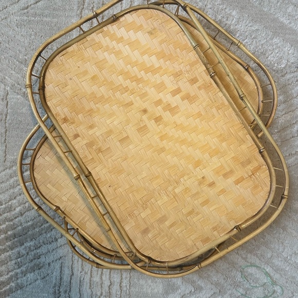 Set of Three Woven Bamboo Trays - Picture 3 of 5